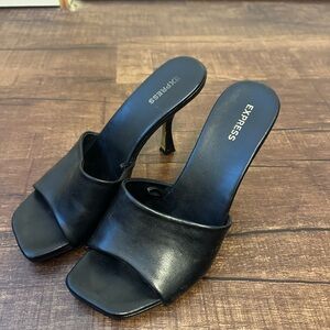 Express Women's Black Heeled Mules